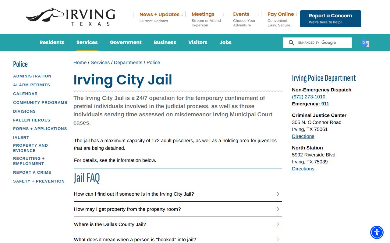 Irving booking releases and inmate search records - Irving City Jail Information