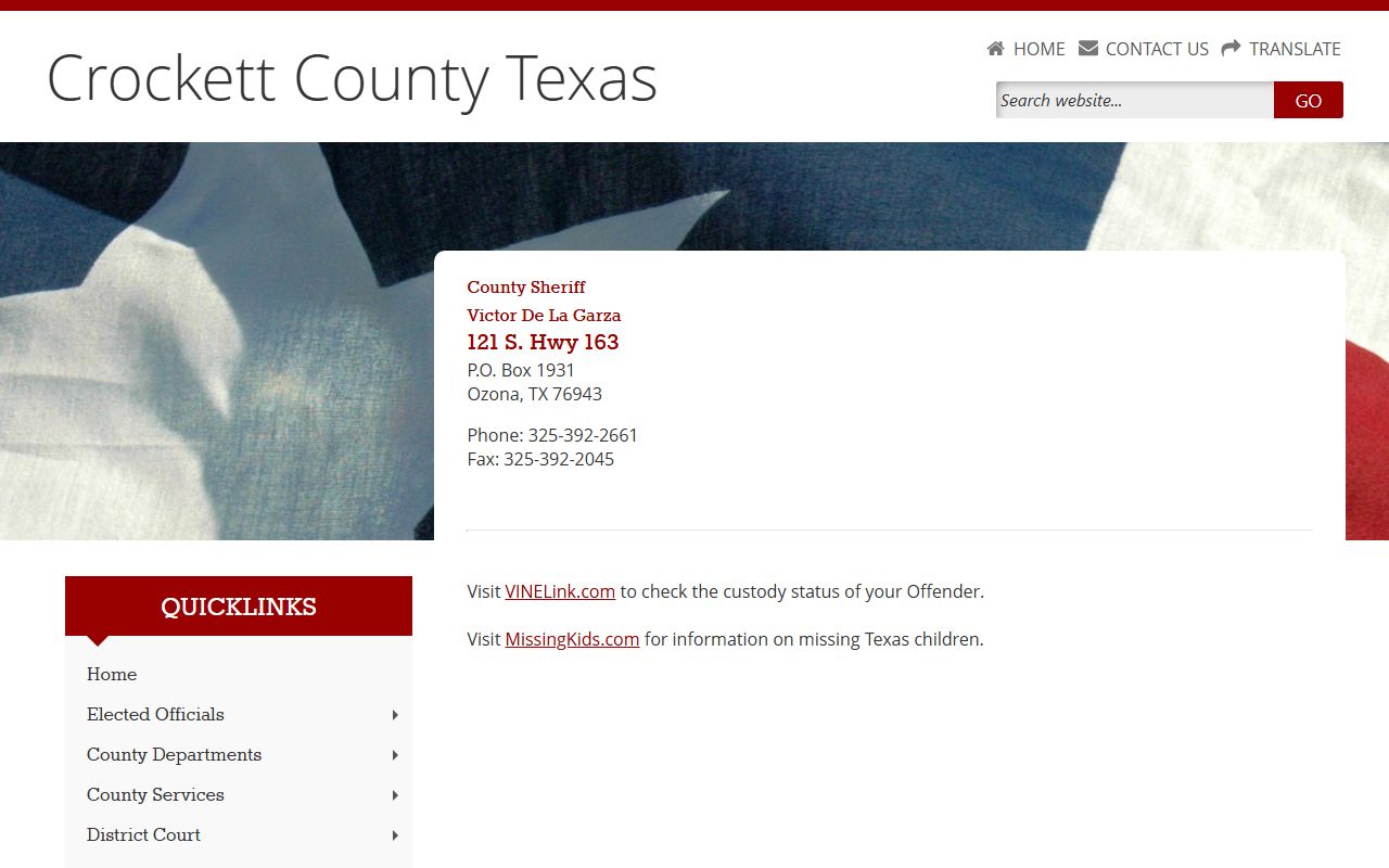 Crockett County booking releases and inmate search records - Crockett County Sheriff's Office