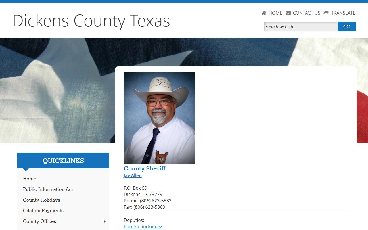 Dickens County booking releases and inmate search records - Dickens County Sheriff's Office