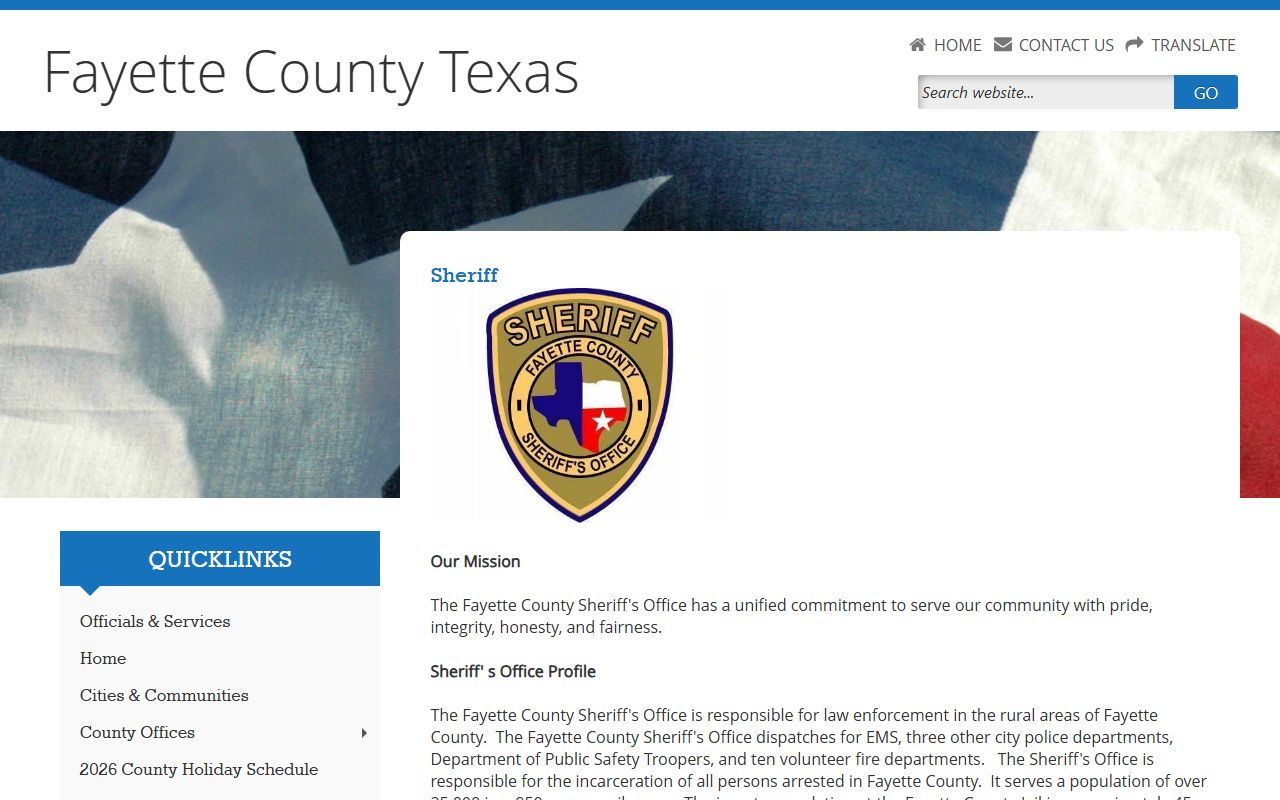 Fayette County booking releases and inmate search records - Fayette County Sheriff's Office