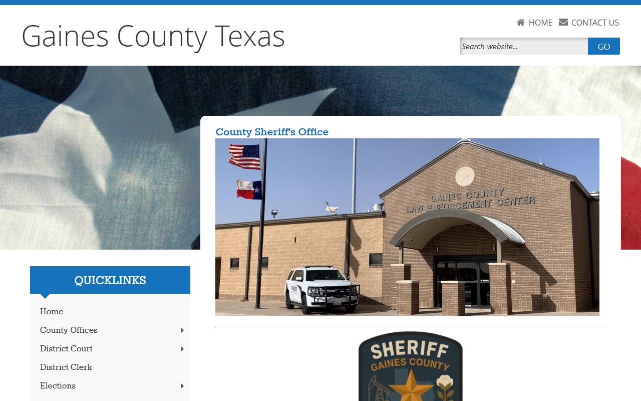 Gaines County booking releases and inmate search records - Gaines County Sheriff's Office
