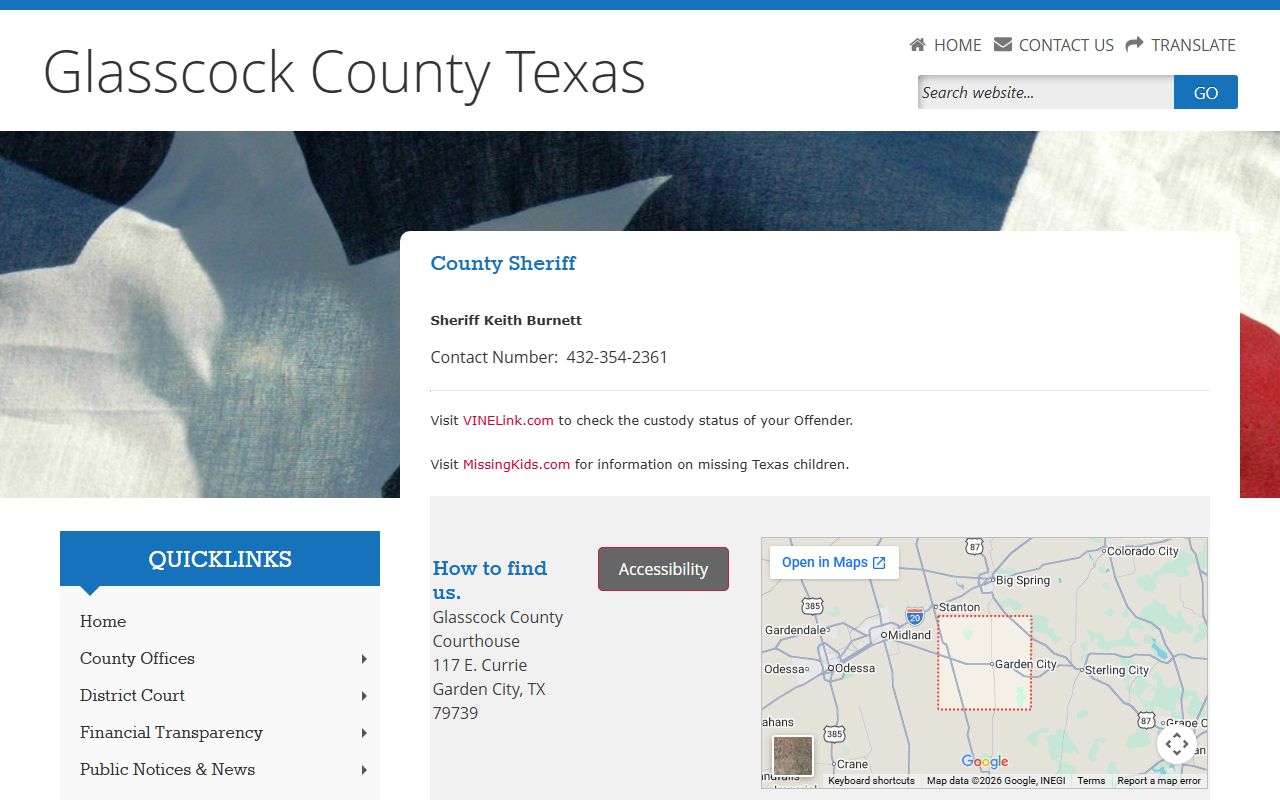 Glasscock County booking releases and inmate search records - Glasscock County Sheriff's Office