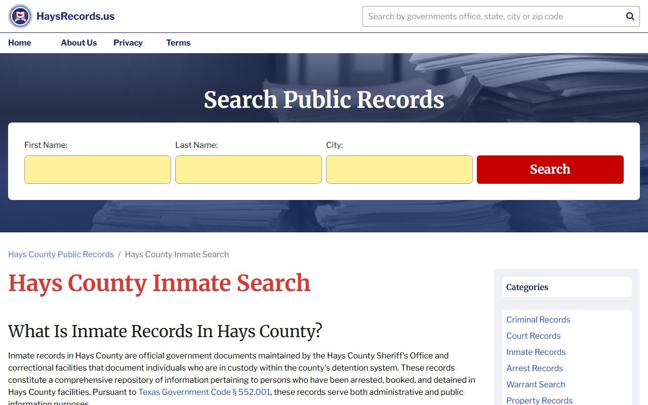 Hays County booking releases and inmate search records - Hays County Inmate Search