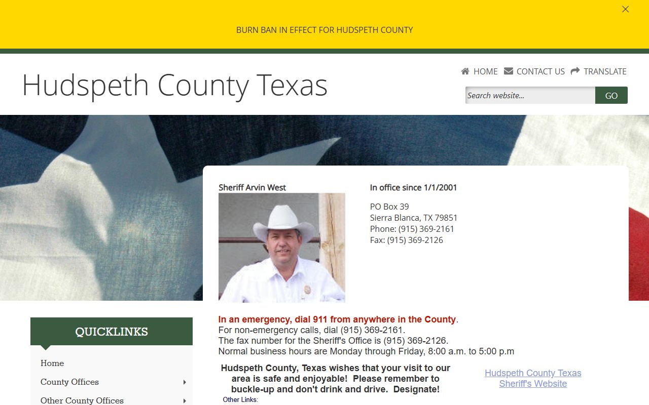 Hudspeth County booking releases and inmate search records - Hudspeth County Sheriff's Office