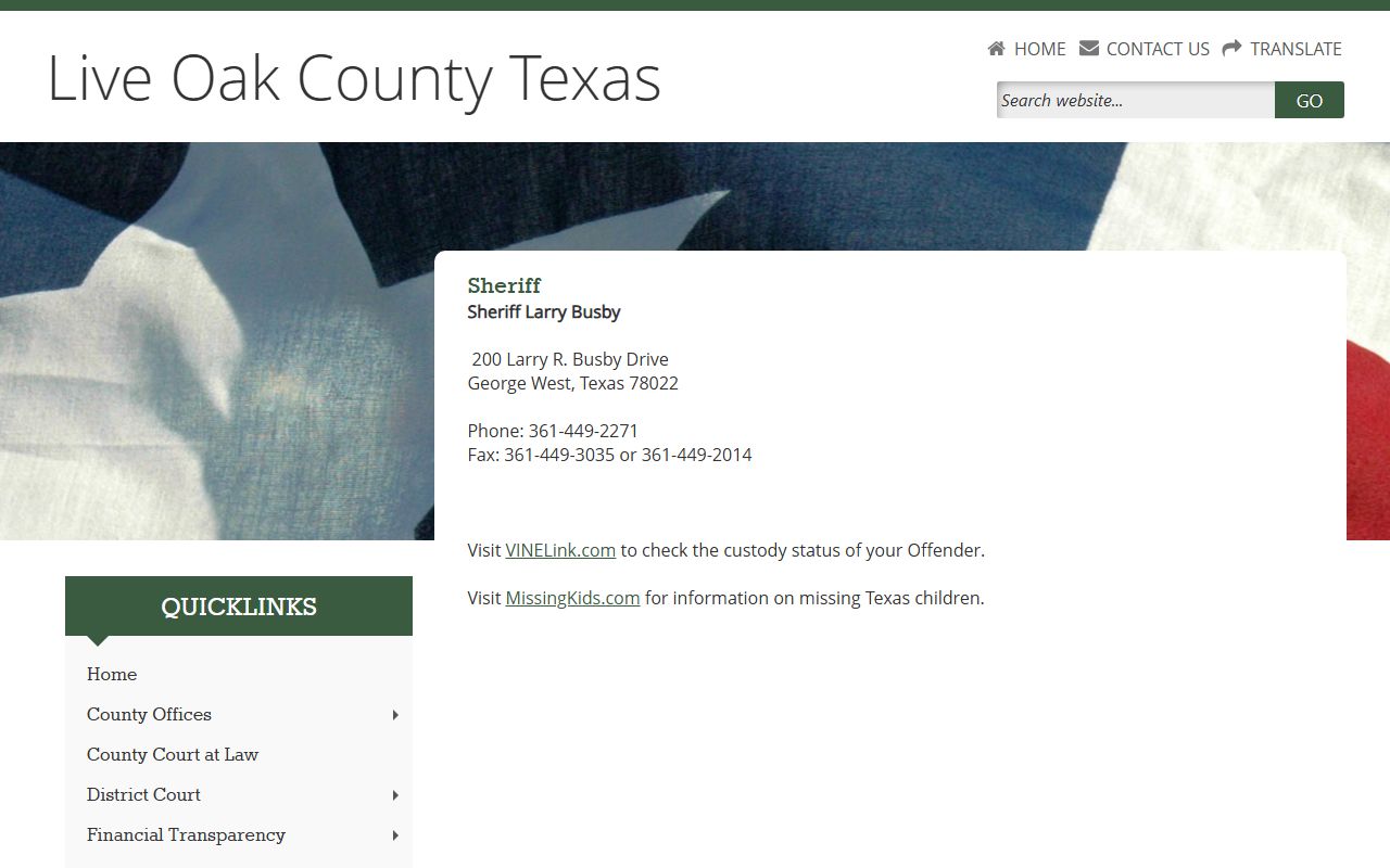 Live Oak County booking releases and inmate search records - Live Oak County Sheriff's Office