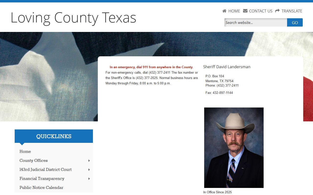 Loving County booking releases and inmate search records - Loving County Sheriff's Office