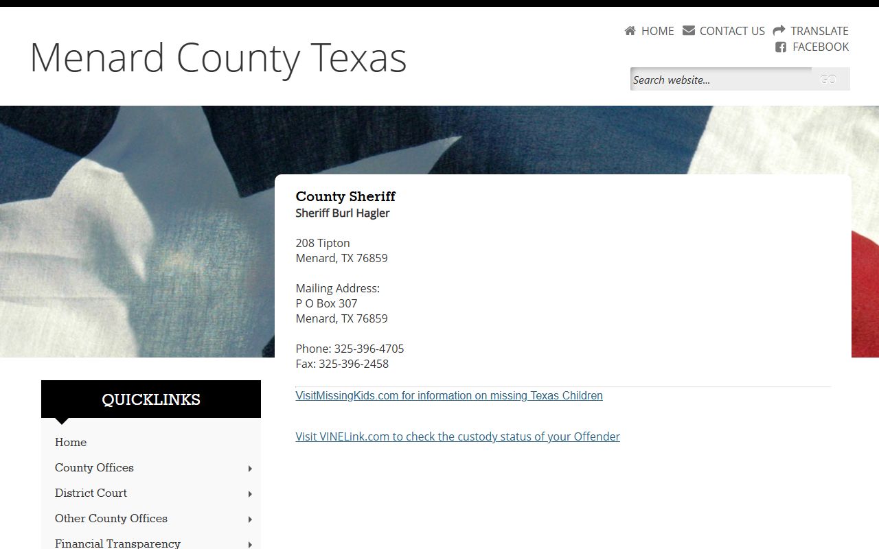 Menard County booking releases and inmate search records - Menard County Sheriff's Office