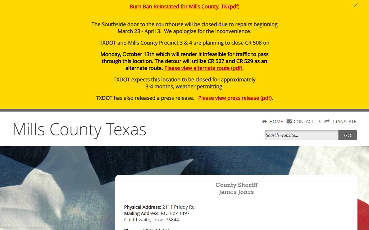 Mills County booking releases and inmate search records - Mills County Sheriff's Office