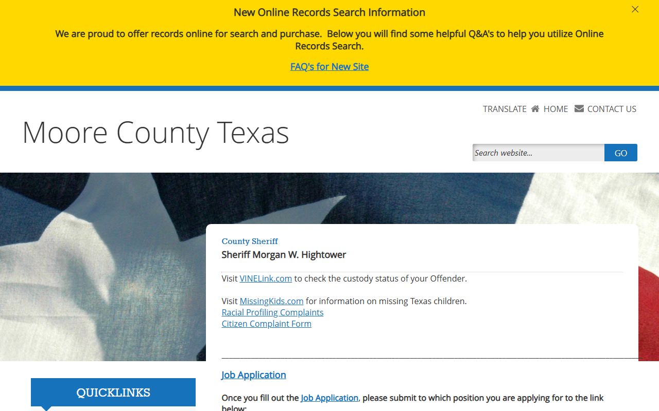 Moore County booking releases and inmate search records - Moore County Sheriff's Office
