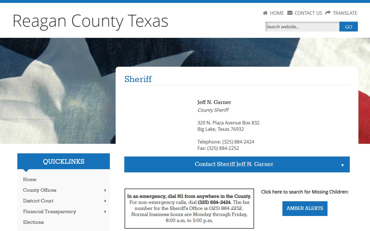 Reagan County booking releases and inmate search records - Reagan County Sheriff's Office