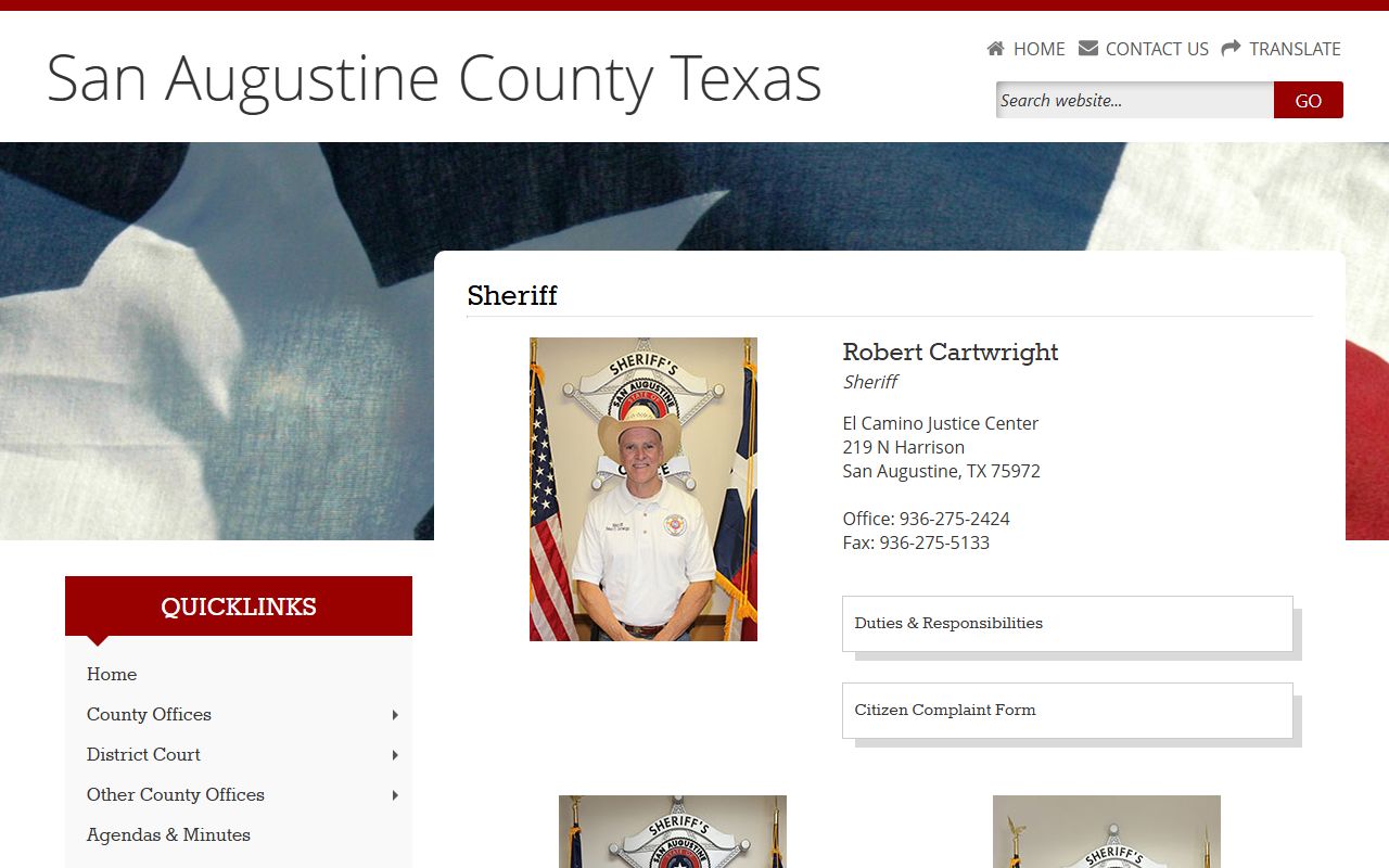 San Augustine County booking releases and inmate search records - San Augustine County Sheriff's Office