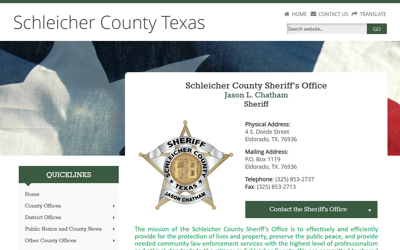 Schleicher County booking releases and inmate search records - Schleicher County Sheriff's Office