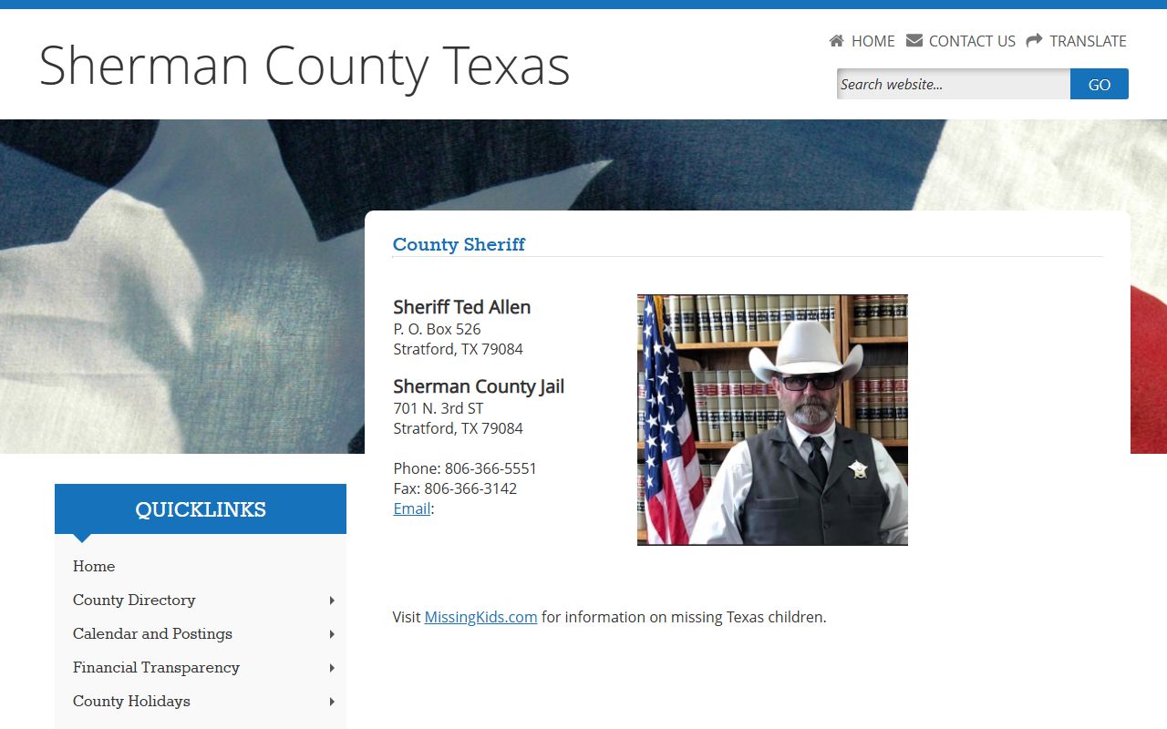 Sherman County booking releases and inmate search records - Sherman County Sheriff's Office