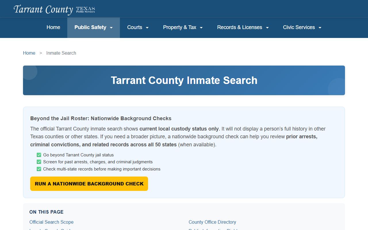 Tarrant County booking releases and inmate search records - Tarrant County Magistration Docket