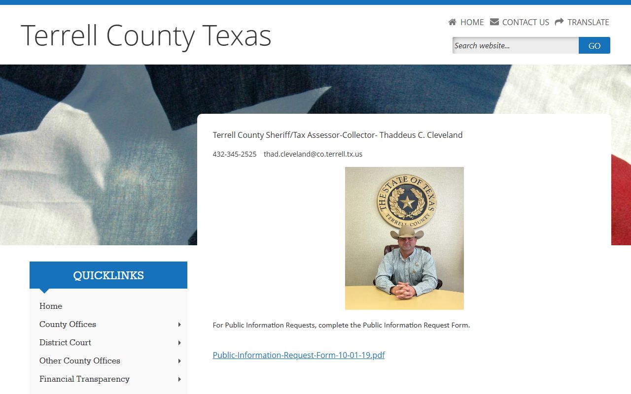 Terrell County booking releases and inmate search records - Terrell County Sheriff's Office