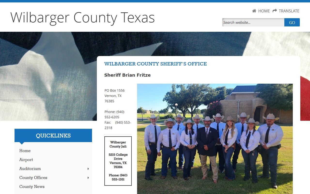 Wilbarger County booking releases and inmate search records - Wilbarger County Sheriff's Office