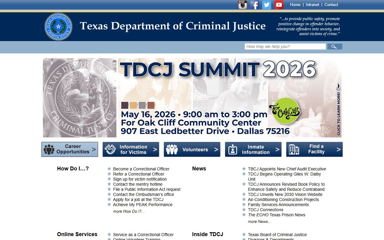 Texas Department of Criminal Justice booking release records portal